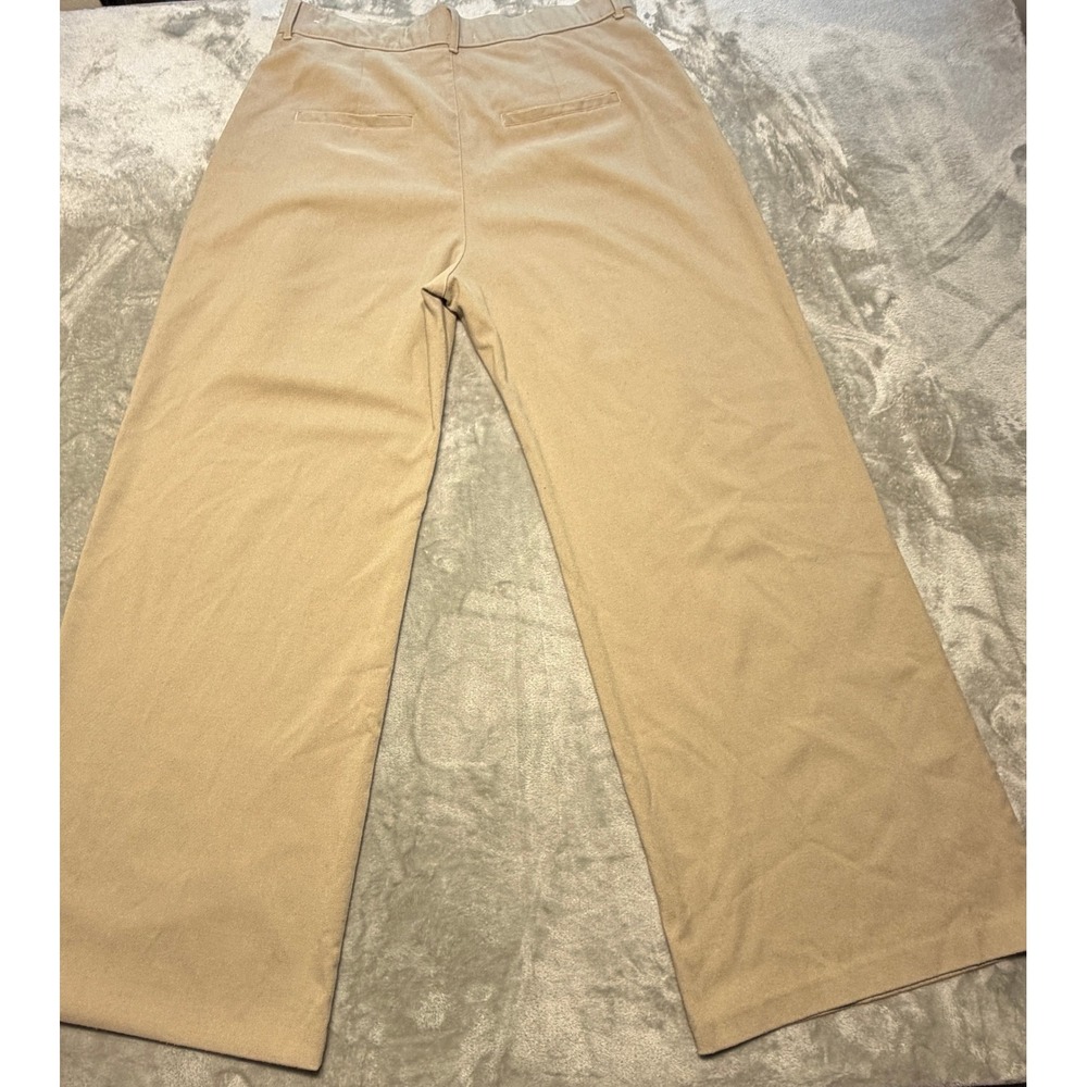 Abercrombie & Fitch Women Beige Wide Leg Pleated Dress Trousers Sz L Casual Chic - Picture 2 of 16